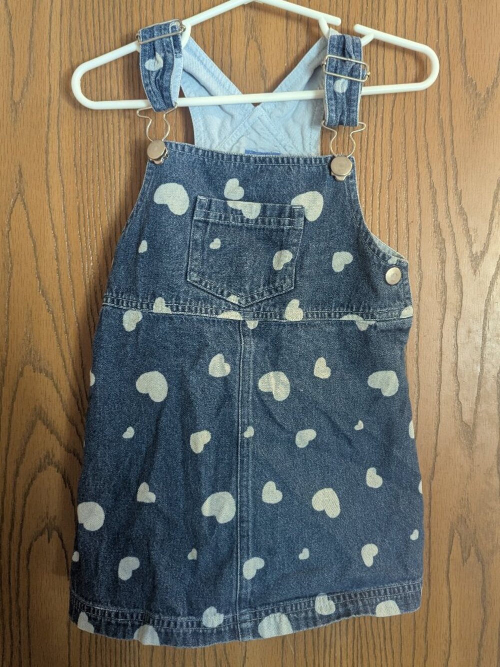Baby Crew Denim Overalls w/ Pocket Heart Dress Blue/White Adorable Cotton-2T